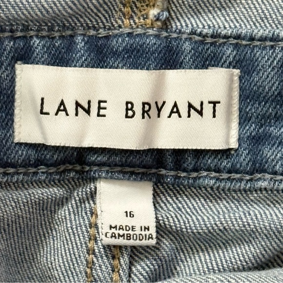 Lane Bryant Shorts Wide Leg Blue Jean Overalls - Picture 9 of 12